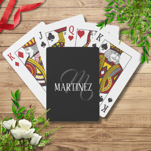 Svart Elegant Personlig efternamn   NAMN Casinokort