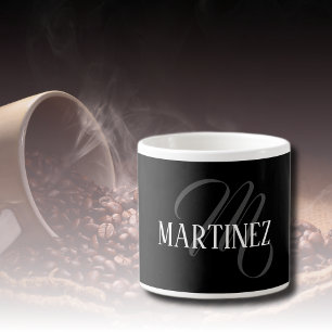 Svart Elegant Personlig efternamn NAMN Espressomugg