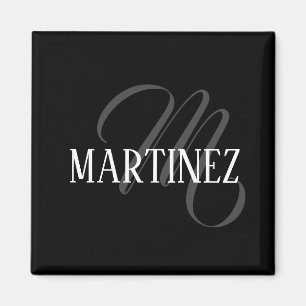 Svart Elegant Personlig efternamn NAMN Magnet