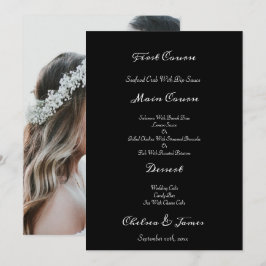 Svart Elegant Photo Calligraphy Script Bröllop Meny