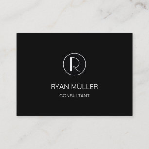 Svart elegant professionellslätt och Monogram Visitkort