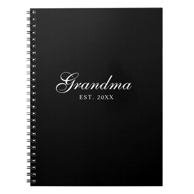 Svart Elegant Skrift Estalicherad Mormor Anteckningsbok (Framsidan)