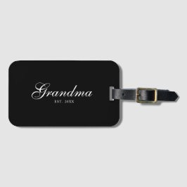 Svart Elegant Skrift Estalicherad Mormor Bagagebricka