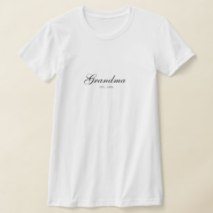 Svart Elegant Skrift Estalicherad Mormor T Shirt