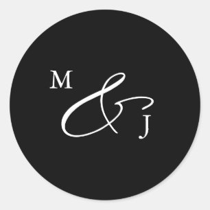 Svart Elegant Skript Ampersand Typography Classic Runt Klistermärke