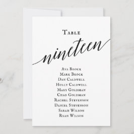 Svart Elegant, skript Bordsnummer 19, sittdiagram