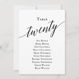 Svart Elegant, skript Bordsnummer 20, sittdiagram