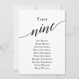 Svart Elegant, skript Bordsnummer 9, sittdiagram