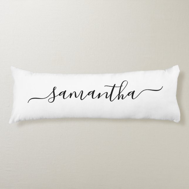 Svart elegant skript signatur namn kroppskudde (Framsidan)