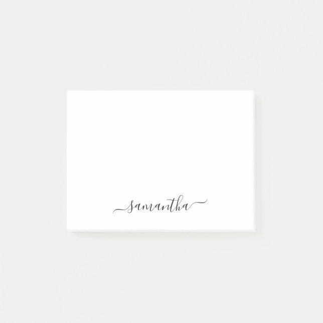 Svart elegant skript signatur namn post-it block (Framsida)
