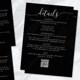 Svart Elegant Skriptinformation om enkel Bröllop Tilläggskort