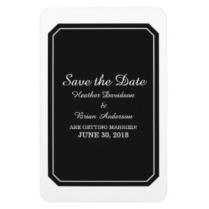 Svart Elegant Spara bara datum Magnet