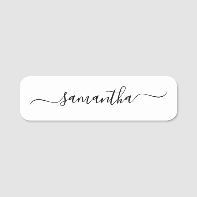 Svart Elegant Swash Signatur Stil Namnbricka (Framsida)