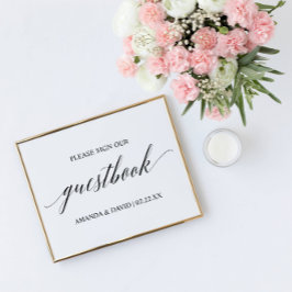 Svart Elegant Typografi Bröllop Guestbook-tecken Poster