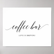 Svart Elegant Typografi Bröllop-kaffet pub-tecken