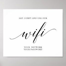 Svart Elegant-typografi Bröllop-WiFi-lösenord Poster