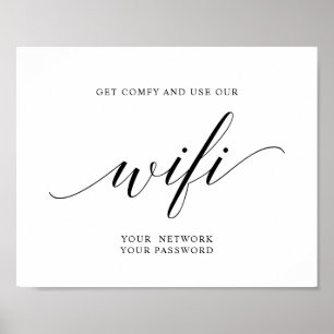 Svart Elegant-typografi Bröllop-WiFi-lösenord Poster