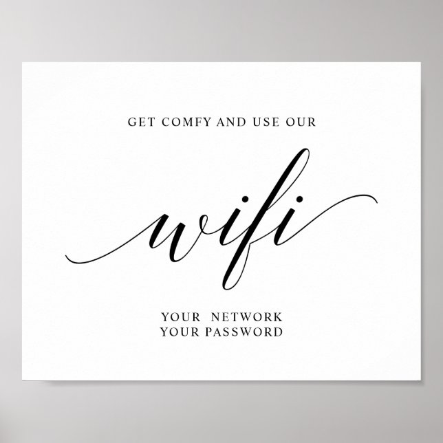 Svart Elegant-typografi Bröllop-WiFi-lösenord Poster (Framsidan)