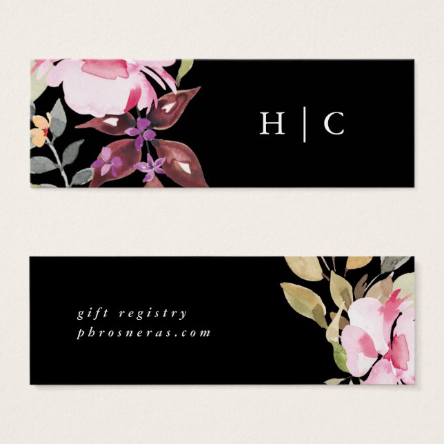 Svart Elegant: Vackert registreringskort med vatte Litet Visitkort (Framsida & baksida)