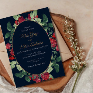 Svart Elegant Vintage Goth Wedding-inbjudan Inbjudningar