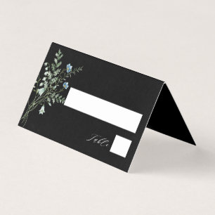 Svart Elegant Wildbloms Bröllop-platskort Kort