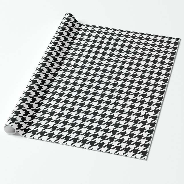 Svart eleganta Houndstooth på Emporiomoffa Presentpapper (Utrullad)
