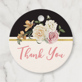 Svart, Elfenben, Guld Blommig Bukett Gåvor Etiketter
