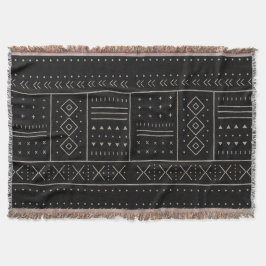Svart Elfenbens Tribal Geometriskt Mönster | Moder Filt