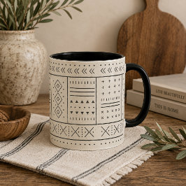 Svart Elfenbens Tribal Geometriskt Mönster | Moder Mugg