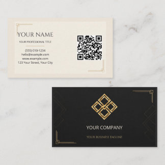 Svart Elfenbensguld Anpassad Logotyp QR Affär Visitkort