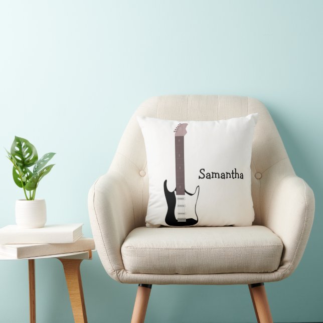 Svart Elgitarrdesign Personlig Kudde (Stol)