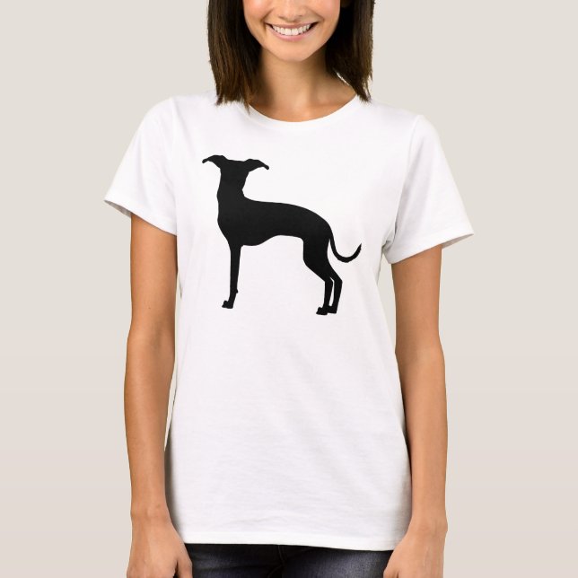 Svart (eller din Färg) italiensk Greyhound Silhoue T Shirt (Framsida)