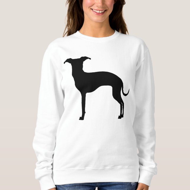 Svart (eller din Färg) italiensk Greyhound Silhoue T Shirt (Framsida)