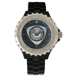 Svart emalj, Rhinestone, klocka för roterande