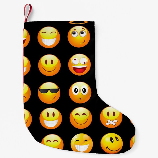 Svart emojis julafton christmas-lagring liten julstrumpa (Framsidan)