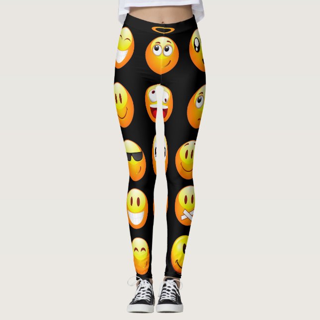 Svart emojis-legeringar leggings (Framsida)
