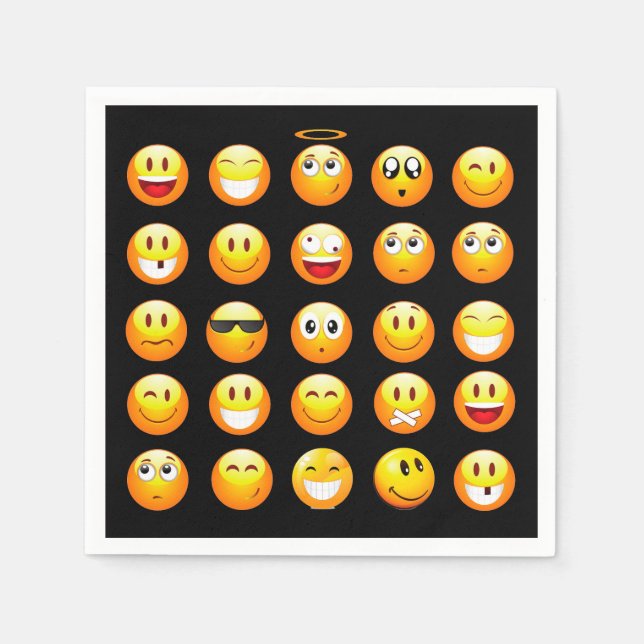 svart emojis napkin pappersservett (Framsidan)