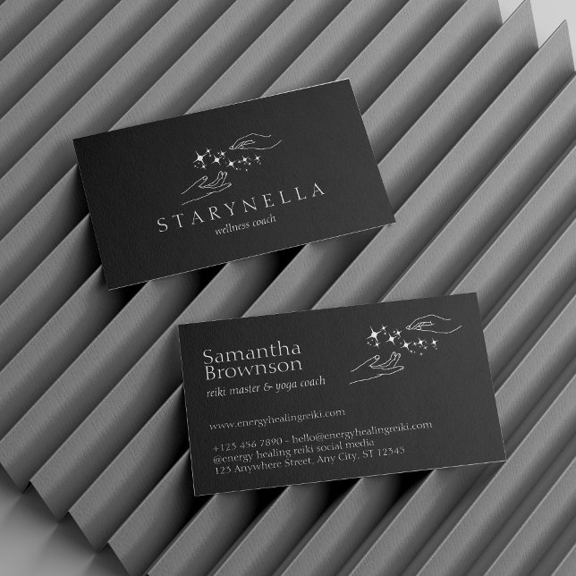 Svart Energi Helande Händer Reiki Terapi Visitkort (Black Energy Healing Hands Reiki Therapy Business Card)