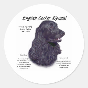 Svart engelsk Cocker Spaniel Historia  Runt Klistermärke