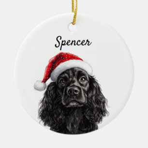 Svart engelsk cocker spaniel i anpassad design julgransprydnad keramik