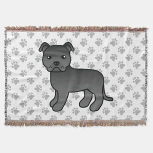Svart engelsk Staffordshire Bull Terrier hund Filt