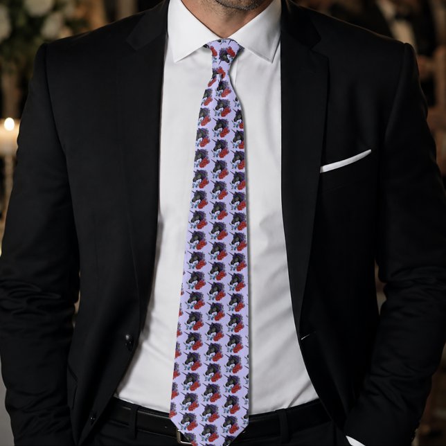 Svart enhörning lila midnatsträdgårdsblommor slips (Skapare uppladdad)