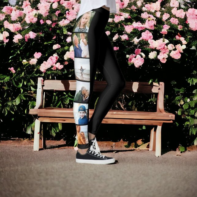 Svart enkel 12-anpassningsbar för fotokollage leggings (Skapare uppladdad)