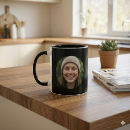 Svart Enkel Anpassad Foto Minimal Modern Design Mugg