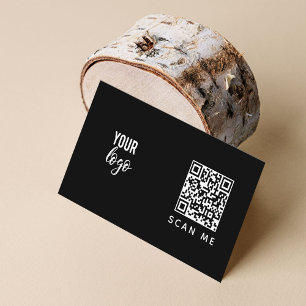 Svart enkel Business Logotyp QR-kod Visitkort