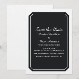 Svart Enkel Elegant Save the Date-inbjudan Inbjudningar