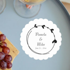 Svart enkel hjärtkrans Bröllop Underlägg Papper