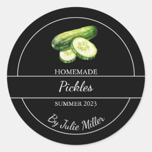 Svart enkel Homemade Pickles-etikett Runt Klistermärke