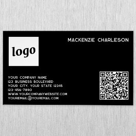 Svart enkel Logotyp och QR-kod Magnetiska Visitkort