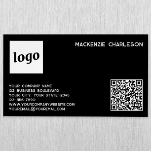 Svart enkel Logotyp och QR-kod Magnetiska Visitkort